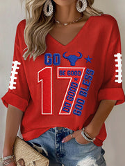 Women'S Football Print Waffle Top