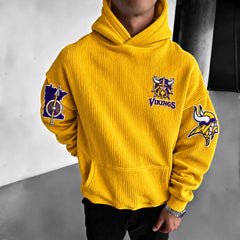 Rugby-print Corduroy Hoodie