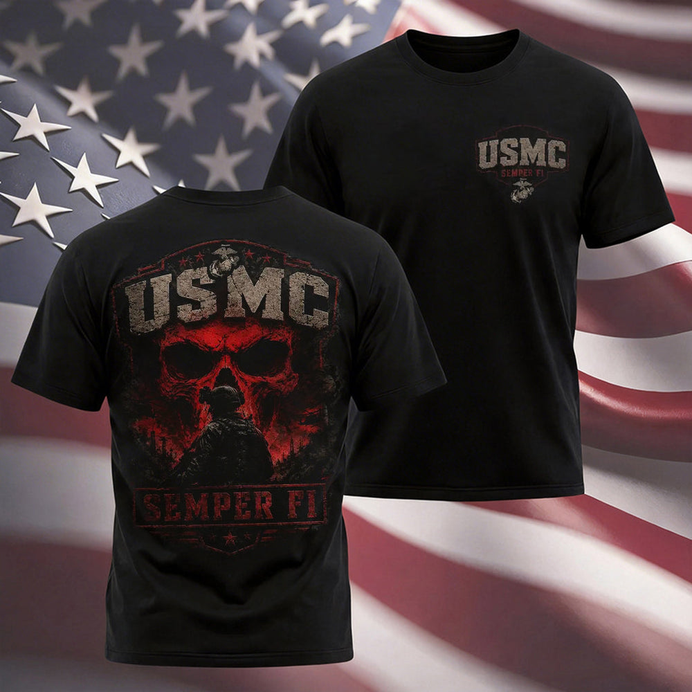 USMC Semper Fi Skull Soldier Shirt