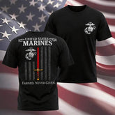 Men's Round Neck Short-Sleeve United States Marines Print T-Shirt