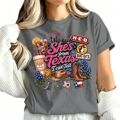 She's From Texas I Can Tell Unisex Cuffed-sleeve T-shirt