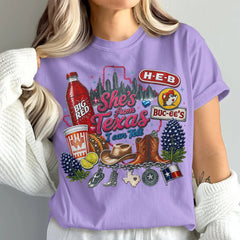 "She's From Texas I Can Tell" Unisex Cuffed-sleeve Texas Residents T-shirt