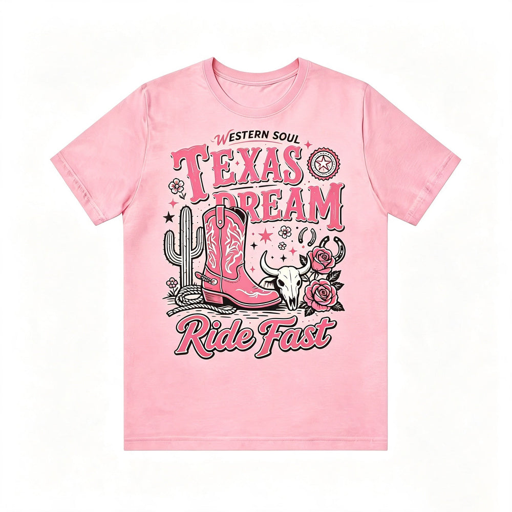 Texas Dream Western Cowboy Boots Graphic Short‑Sleeve T‑Shirt