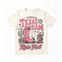 Texas Dream Western Cowboy Boots Graphic Short‑Sleeve T‑Shirt