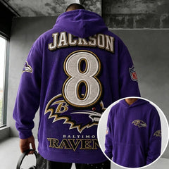 Unisex Casual-chic Rugby-print Hoodie