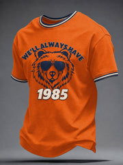 Men's Chicago Football Lover Bear Art Printed T-shirt