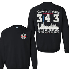 343 Firefighter Memorial Sweatshirt, Forever in Our Hearts 9/11 Anniversary Hoodie