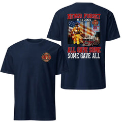 Never Forget 9/11 Firefighter Memorial Tee - 25th Anniversary Rescue Graphic Shirt
