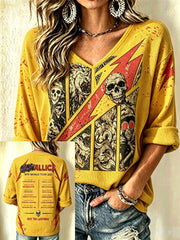 Women's Casual Printed Waffle Top
