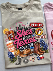 "She's From Texas I Can Tell" Unisex Texas Residents T-shirt