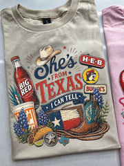 She's From Texas Tour Cowgirl Boots Tacos And Soda Unisex Travel T-shirt