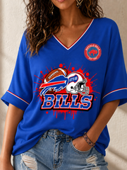 Vintage Football Graphic Women's V‑Neck Top