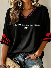 Women'S Football Print Waffle Top