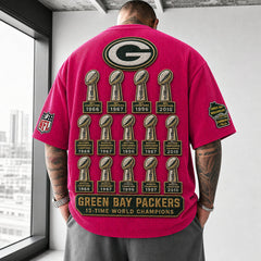 Unisex Loose-Fit Vertical-Stripe Short-Sleeve T-Shirt With Rugby Print