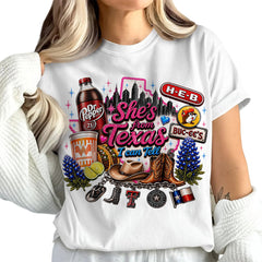 "She's From Texas I Can Tell" Unisex Cuffed-sleeve Texas Residents T-shirt