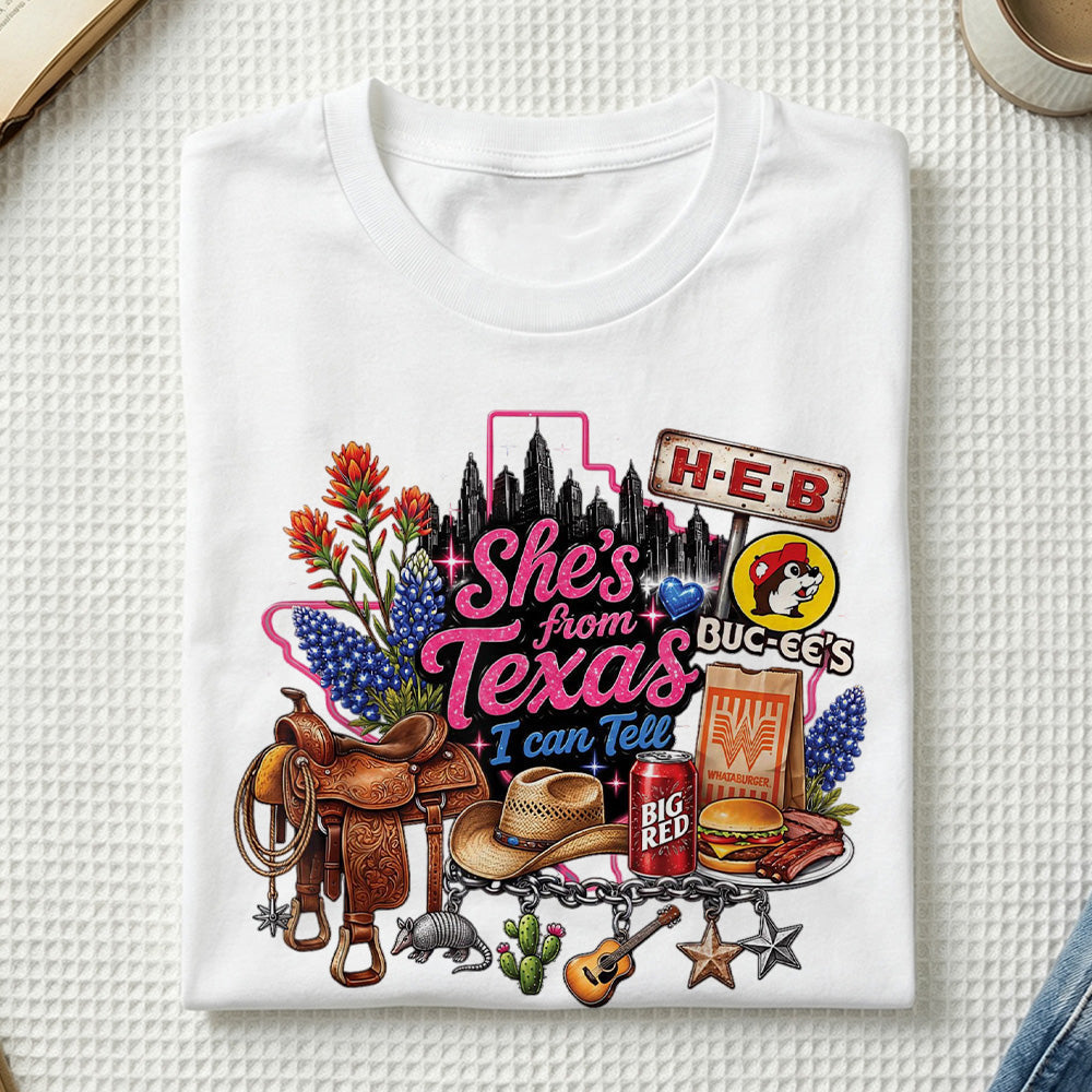 She's From Texas I Can Tell Western Cowgirl T-shirt Texas Lover Gift