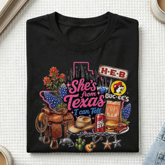 She's From Texas I Can Tell Western Cowgirl T-shirt Texas Lover Gift