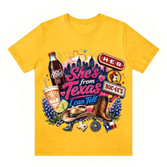 She's From Texas Tour Cowgirl And Soda Unisex Travel T-shirt
