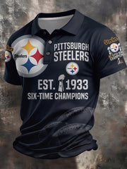 Men's Pittsburgh Steelers Fan Print Polo Shirt