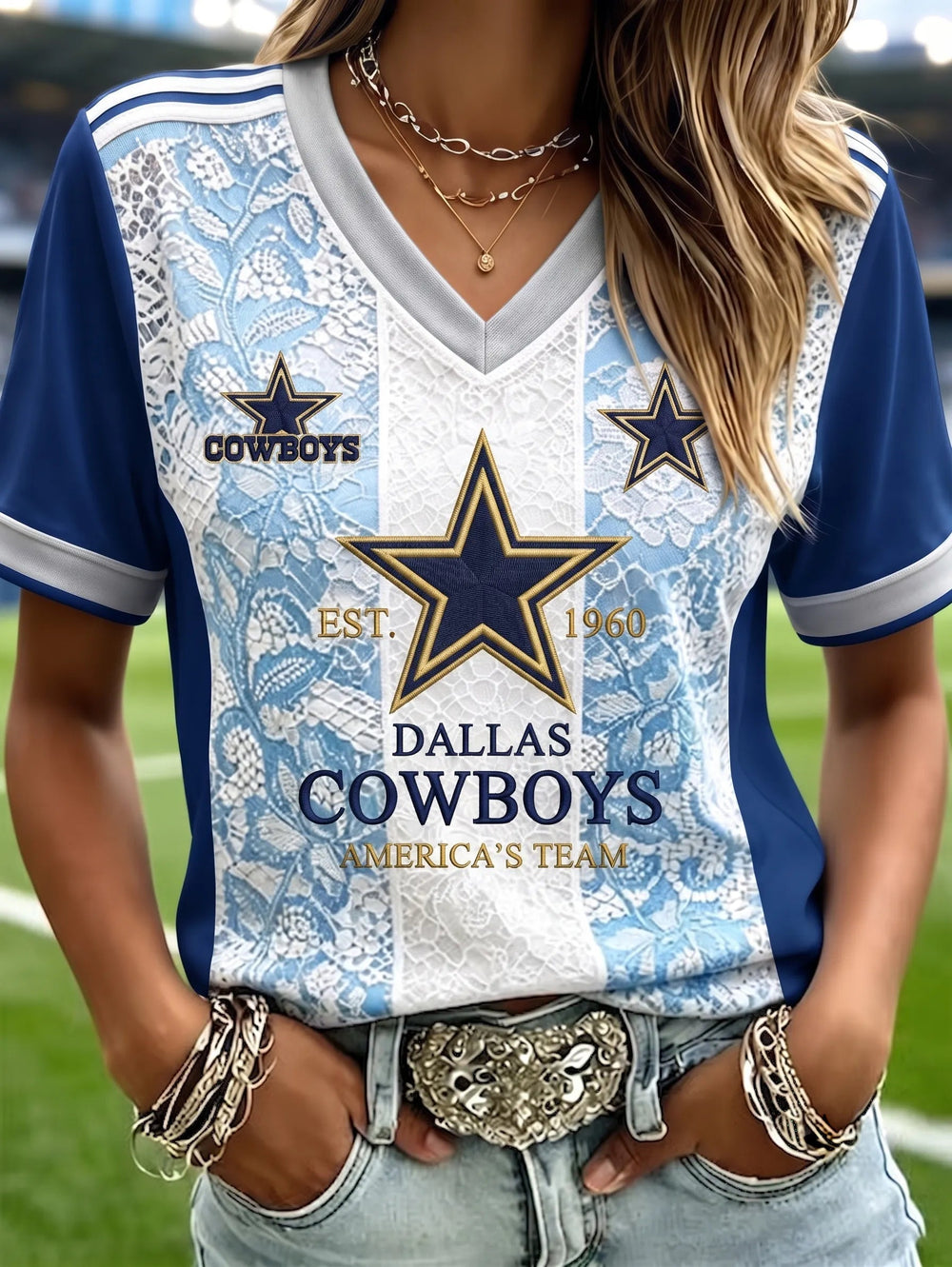 Women's Casual Football Print T-Shirt