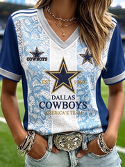 Women's Casual Football Print T-Shirt