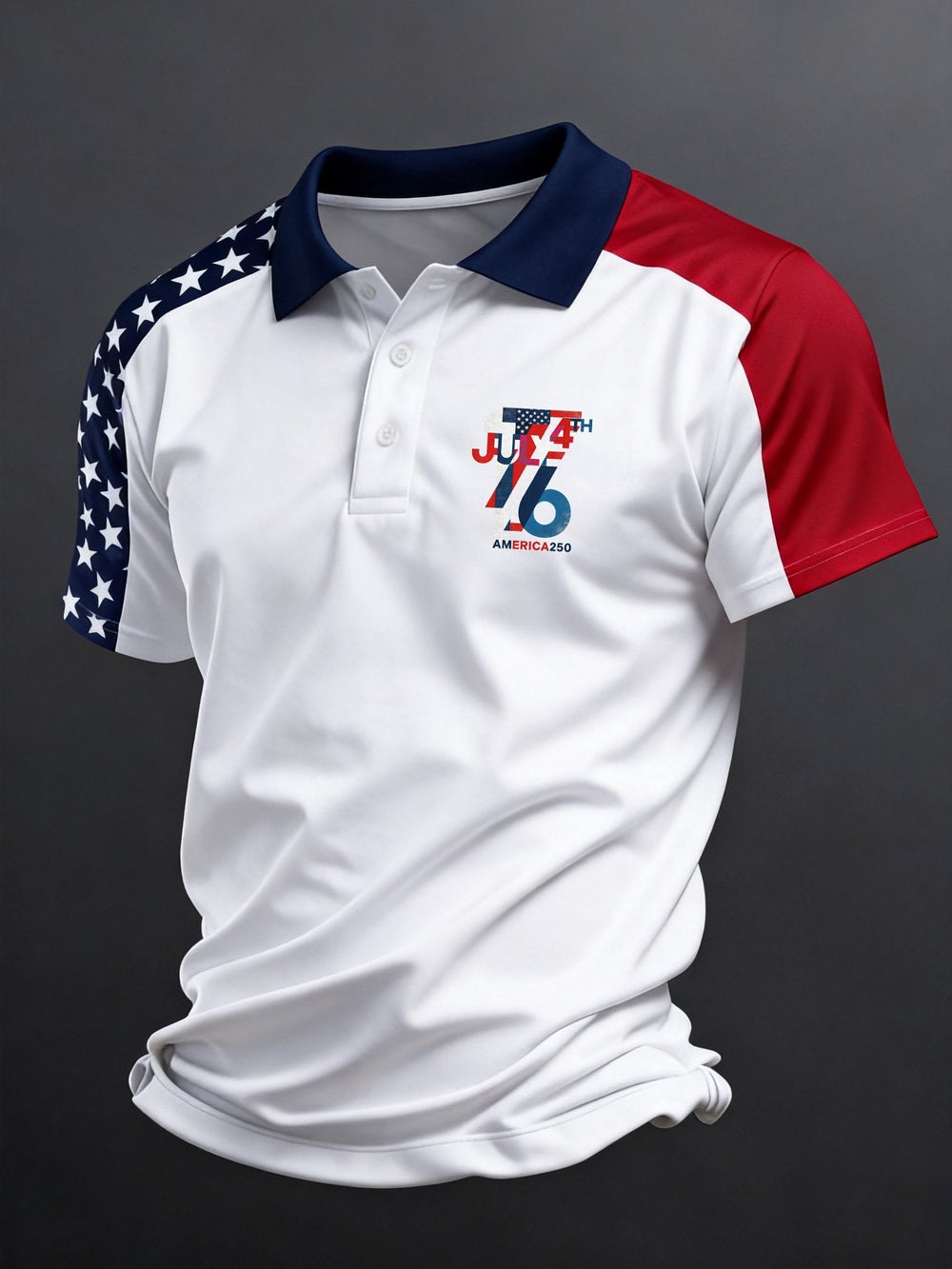 Men's 250th U.S. Independence Day Print Casual Short-Sleeve Polo Shirt