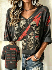 Women's Casual Printed Waffle Top