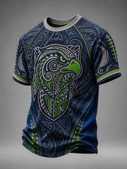 Men's Casual Rugby-Print T-Shirt