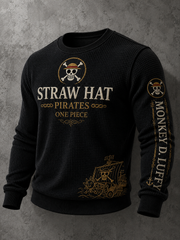 Men's Premium Waffle-Knit Crewneck Sweatshirt Designed Specifically For Anime Fans.