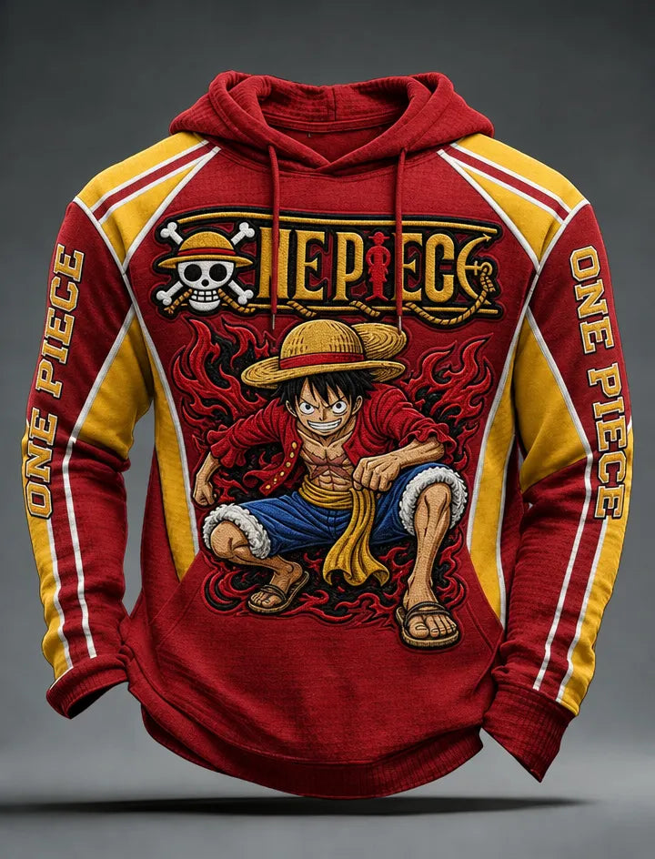 Men's Anime Graphic Long Sleeve Hooded Sweatshirt