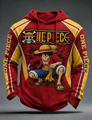 Men's Anime Graphic Long Sleeve Hooded Sweatshirt