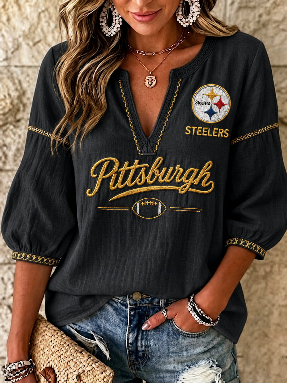Women's Steelers Casual Blouse