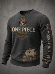 Men's Premium Waffle-Knit Crewneck Sweatshirt Designed Specifically For Anime Fans.