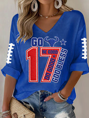 Women'S Football Print Waffle Top