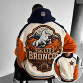Unisex Casual-chic Rugby-print Hoodie