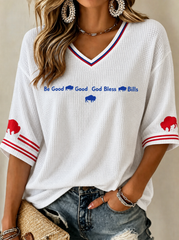 Women'S Football Print Waffle Top