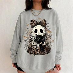 Leopard Ghost Cat Halloween Sweatshirt