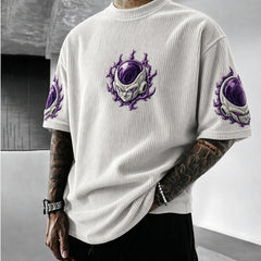 Unisex Anime-Style Retro Corduroy Oversized T-Shirt