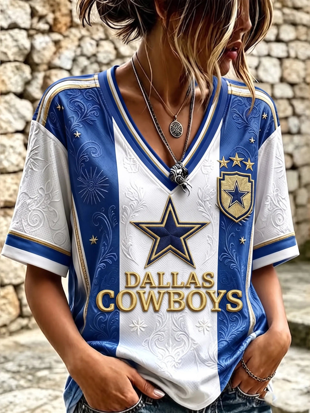Women's Casual Football Print T-Shirt