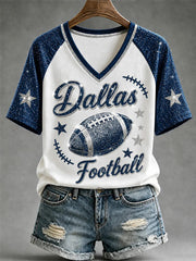 Women's Casual Football Print T-Shirt