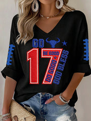 Women'S Football Print Waffle Top