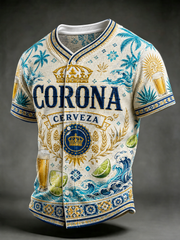 Men's Beer Print Short-Sleeve Shirt