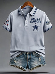 Women's Casual Football PrintPolo Shirt