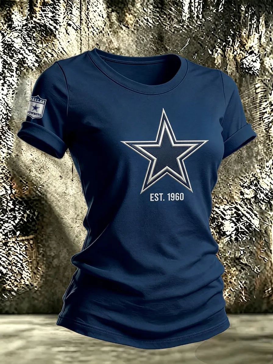 Women's Casual Dallas Cowboys Print T-Shirt