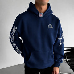 Unisex Casual-chic Rugby-print Hoodie