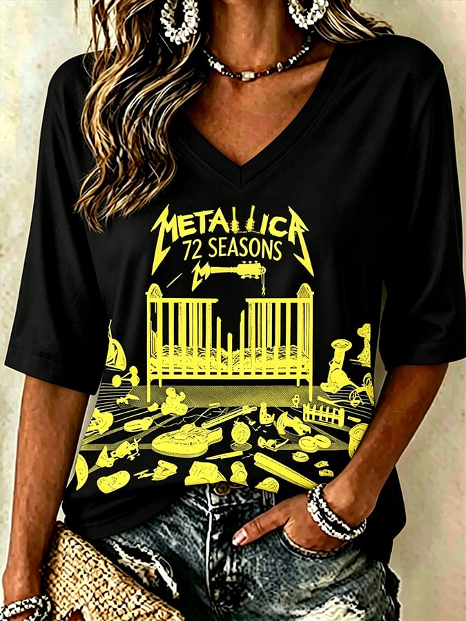 Women's Music Tour Print Casual T-shirt