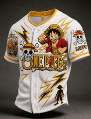 Men's Anime Graphic Button Down Baseball Jersey Shirt