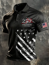 Men's America Flag Print Casual Polo Shirt