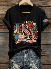 Women's 250th Anniversary Freedom Print V-Neck T-Shirt