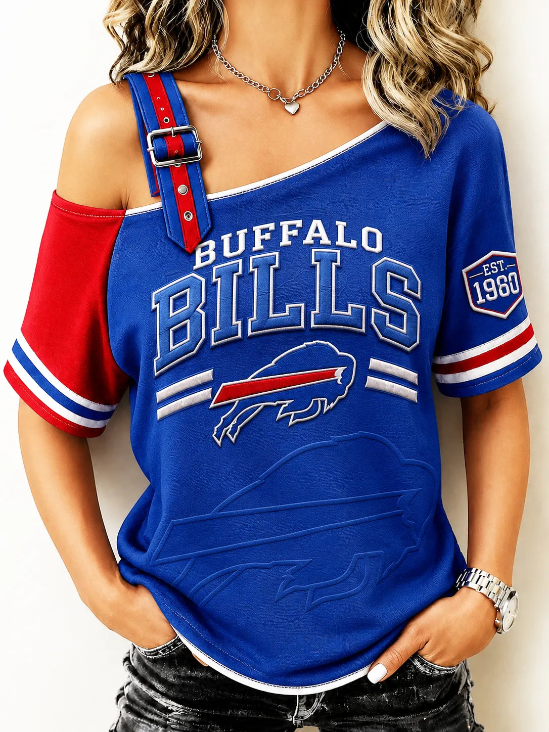 Ladies' Retro Off-Shoulder Football Top